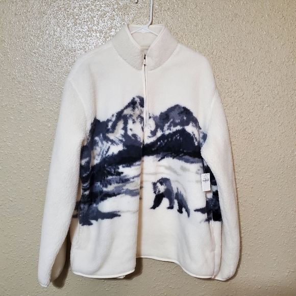 ●SOLD● NWT Men's Old Navy Polar Bear Sherpa Fleece Quarter Zip Sweater XL - Picture 3 of 7